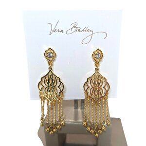 Vera Bradley Women's Gold Plated Signature Chandelier Pierced Earrings NWT